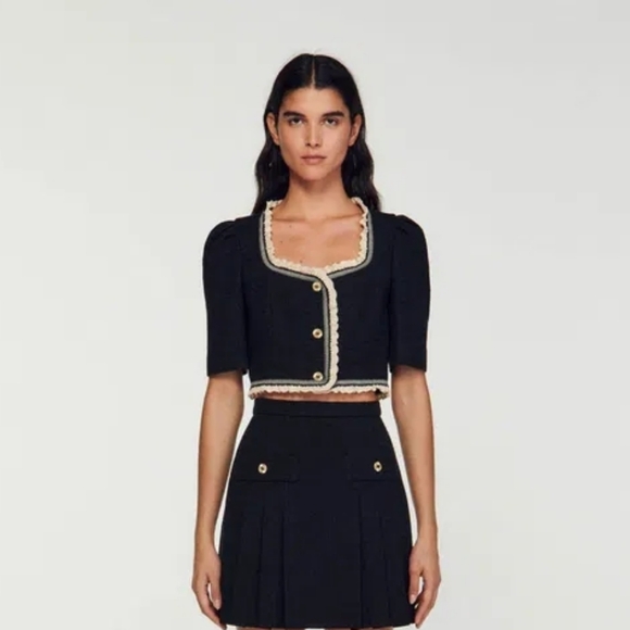 Sandro Tweed Cropped Top - Picture 6 of 13